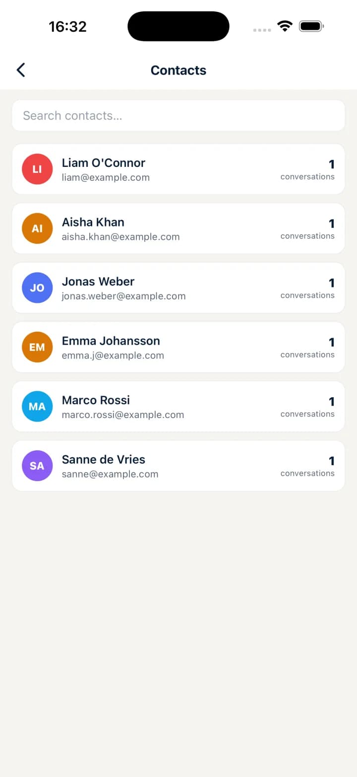 CYBIX iPhone app: Contacts